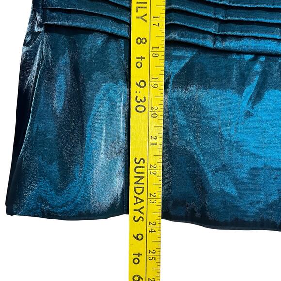 Cachet Teal Blue Evening Blouse Size 10 Shimmer Formal Fancy Sheer Classy - Picture 6 of 6